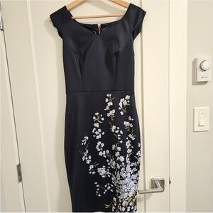 Ted Baker dress with floral detail and rose gold zipper
